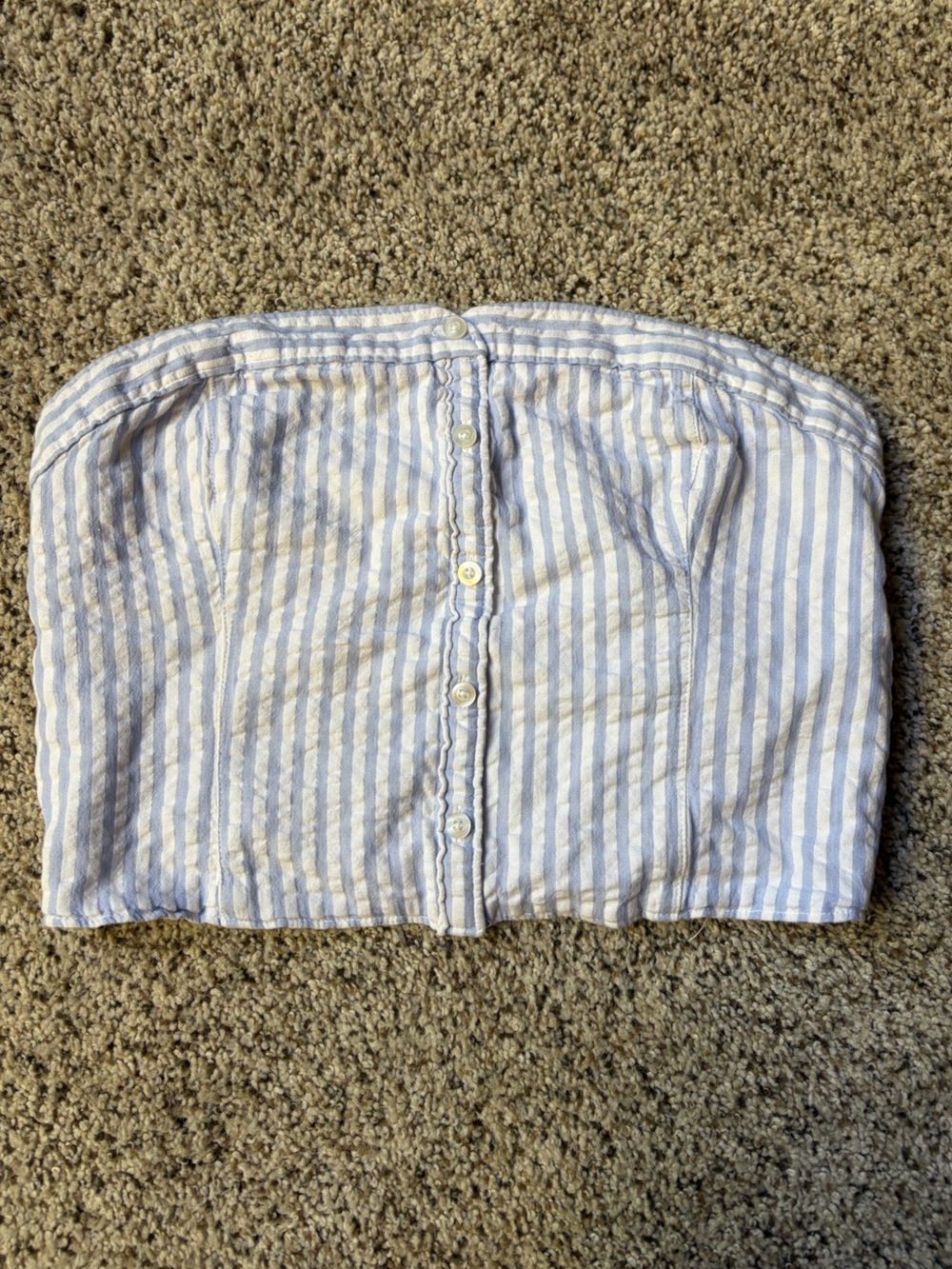 Hollister Light Blue & White Striped Smocked Top
